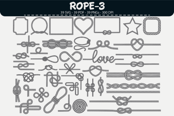 39 Rope Knot Frames: SVG, PNG & PDF Set