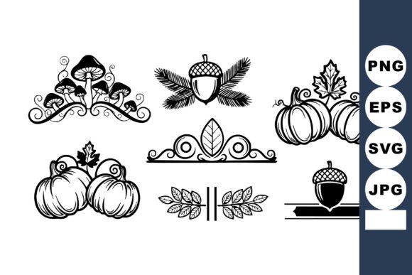 Autumn Decorative Elements with Pumpkins: A Vintage Vector Set