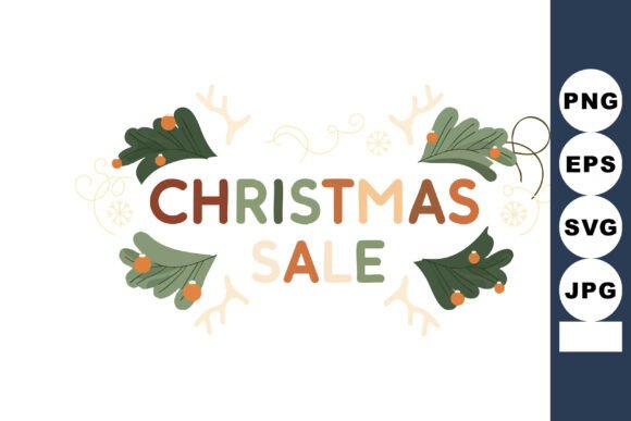 Christmas Sale Vector Design with Festive Berries