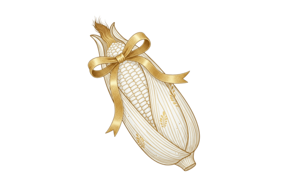 Corn Ear with Golden Ribbon: Festive Design