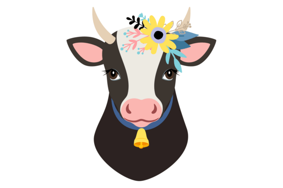 Cow Portrait in Rustic Decorative Style