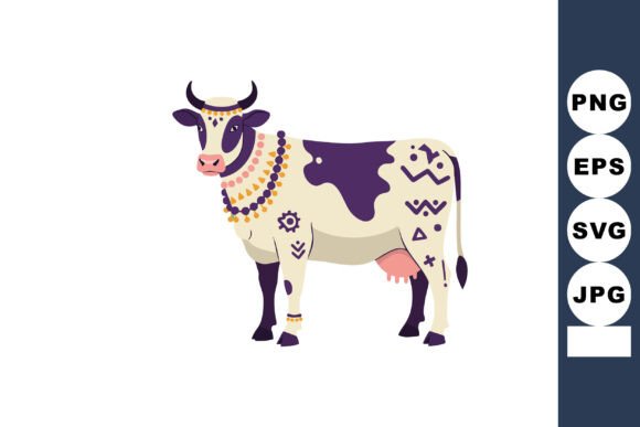Decorative Cow with Tribal Patterns: Art Meets Design