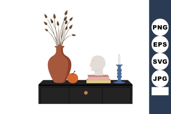 Decorative Still Life with Vase, Books & Bust
