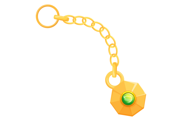 Decorative Trinket with Green Gem: Golden Design Icon