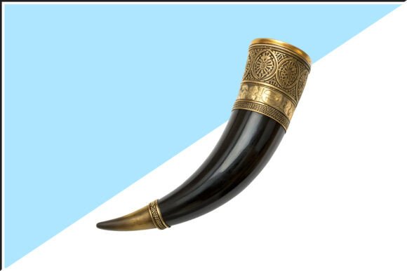 Decorative Viking Drinking Horn PNG for Creators