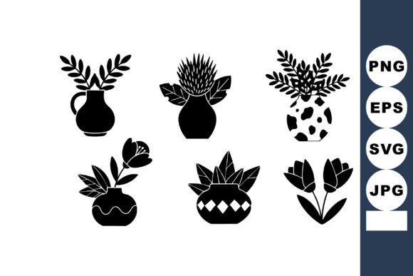 Elegant Black Silhouette Flower Vases for Design