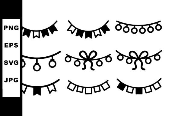 Elevating Celebrations: The Versatility of Decorative Festive Garlands and Bunting in Black Silhouette Style