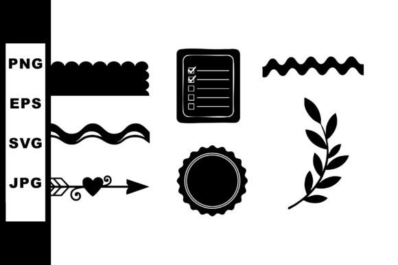 Elevating Design Projects with Decorative Black Vector Shapes Including Checklists and Floral Motifs