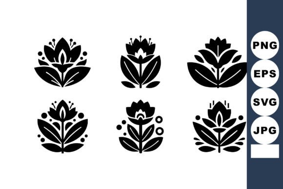Elevating Design with Black Floral Decorative Vector Icons