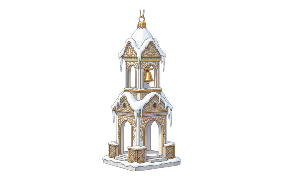 Elevating Festive Designs with a White and Gold Decorative Tower