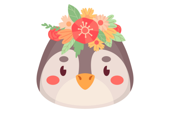 Evaluating the Pigeon Face with Decorative Flower Headdress for Modern Design Projects