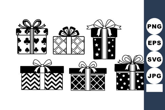 Gift Boxes with Decorative Ribbons and Patterns