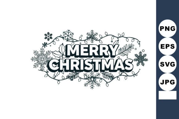 Merry Christmas Decorative Text with Snow