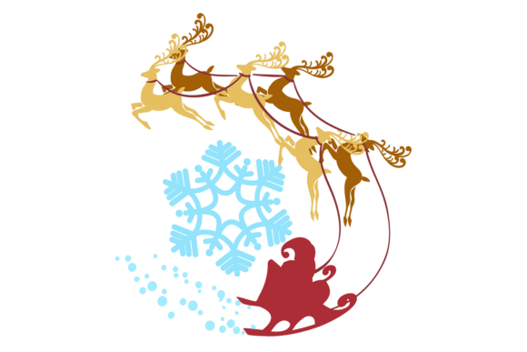Santa Riding Reindeer Sleigh: Decorative Design Essentials