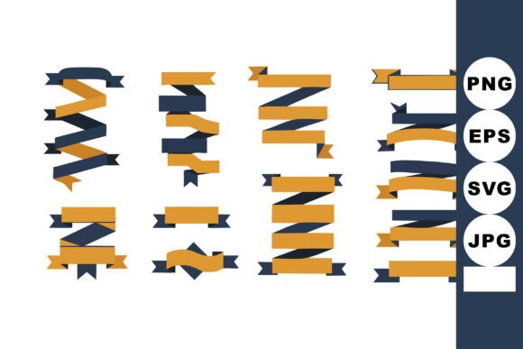 Stylish Navy and Orange Ribbon Banners