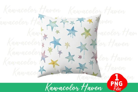 Watercolor Star Pattern Decorative Pillow Design