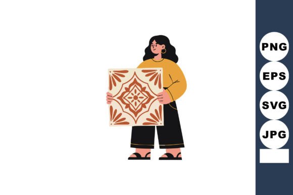 Woman Holding Geometric Tile Art